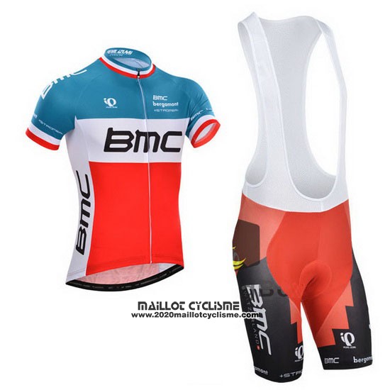2014 Maillot Ciclismo BMC Champion Italie Bleu et Orange Manches Courtes et Cuissard
